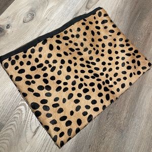 Cowhide animal print clutch